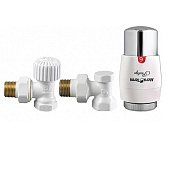 Термостатический комплект Vario Term Elegant 1/2". цвет - белый с хромом, угловой