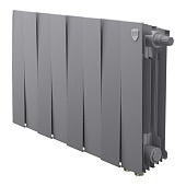 Радиатор биметаллический Royal Thermo PianoForte 300, 6 секций, Silver Satin, нижнее правое